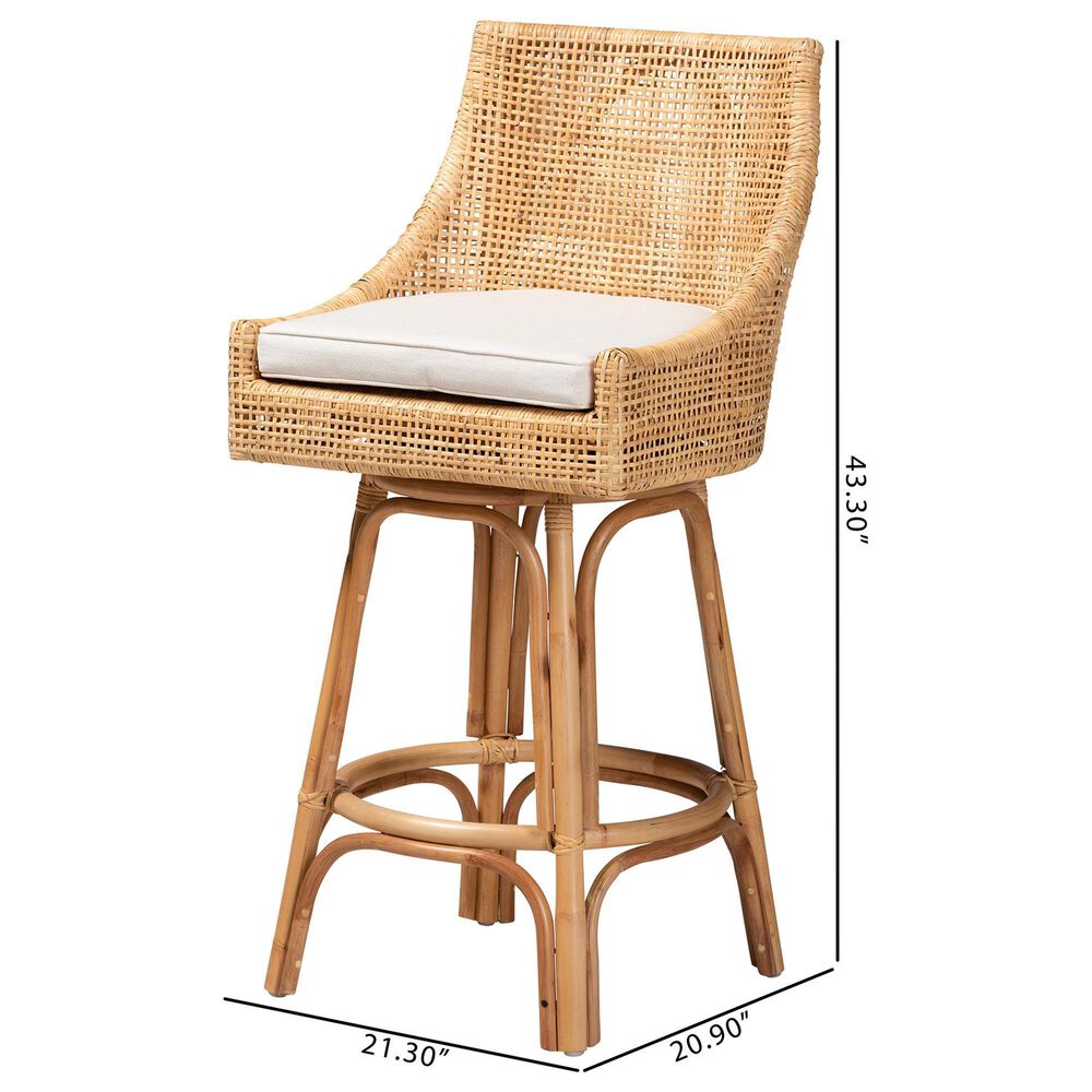 Baxton Studio Bella Swivel Bar Stool in Natural Brown, , large