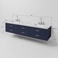 Lexora Home Castor 84" Double Bathroom Vanity in Blue with 2 cm White Carrara Marble Top and Rectangular Sinks, , large
