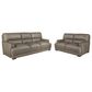 Bordeaux & Co Stationary Leather Sofa and Loveseat Set in Goodland Grey, , large