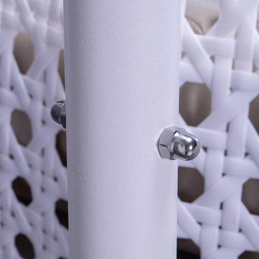 Leisuremod 57&quot; Patio 2-Seat Hanging Egg Swing Chair with Taupe Cushion in White, , large
