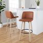 LumiSource Toriano Swivel Bar Stool with Camel Faux Leather Upholstery in Whitewashed and Black (Set of 2), , large