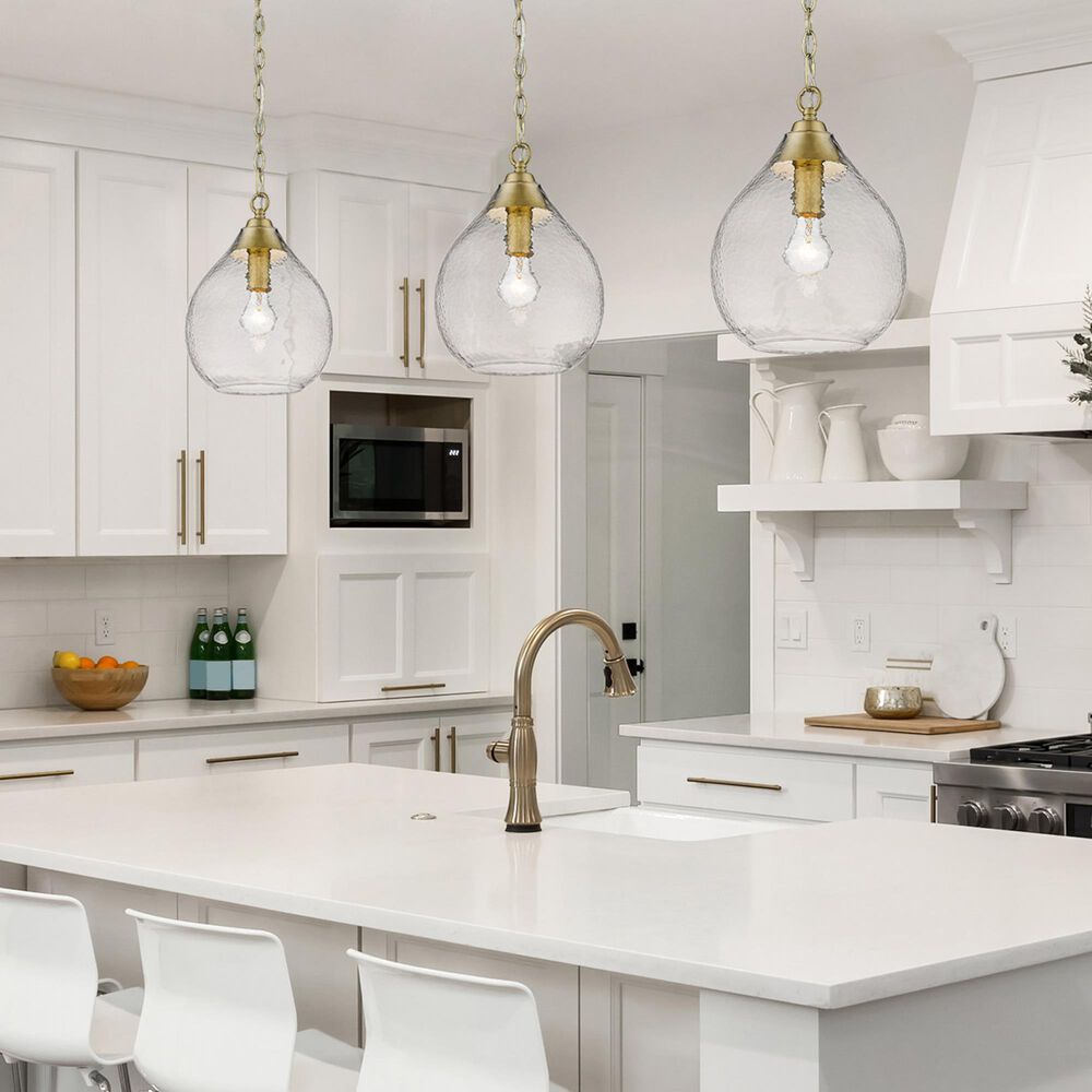 Golden Lighting Ariella Small Pendant in Brushed Champagne Bronze with Clear Hammered Glass, , large