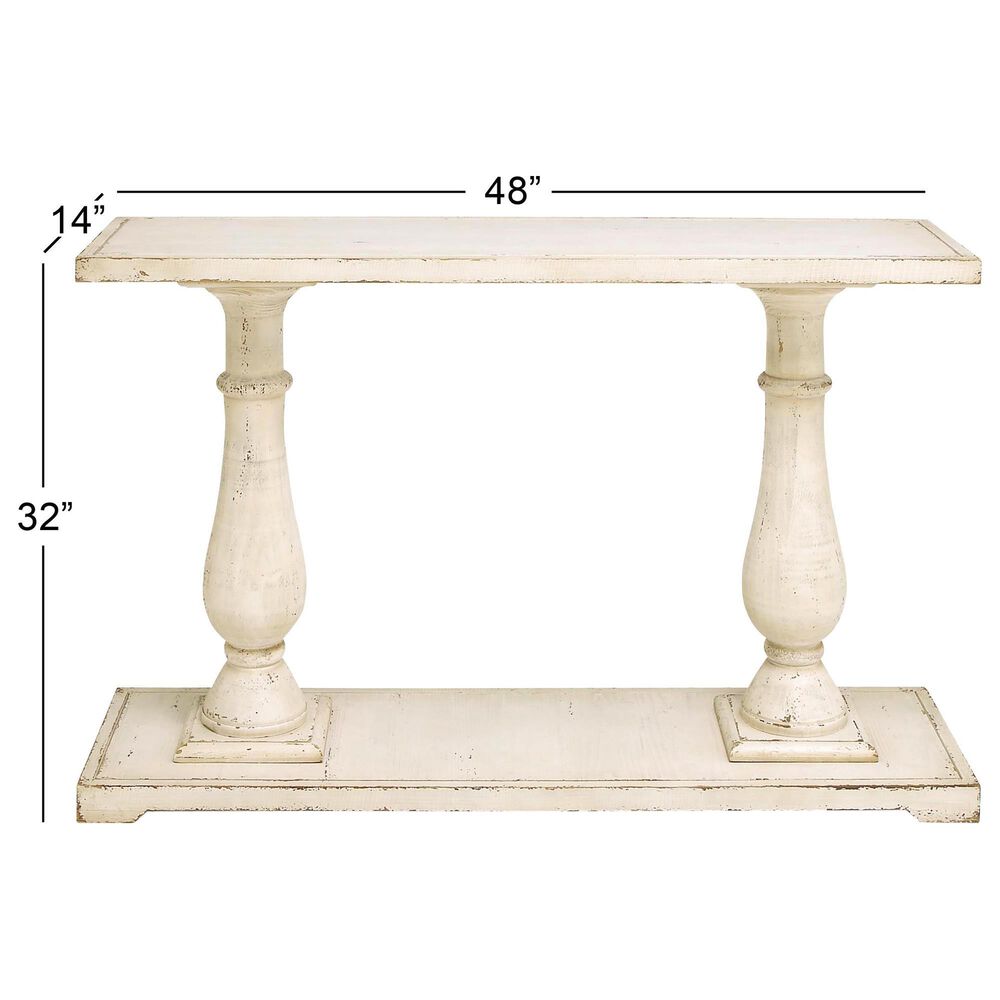 Uma Enterprises Farmhouse Pedestal Console Table in White, , large