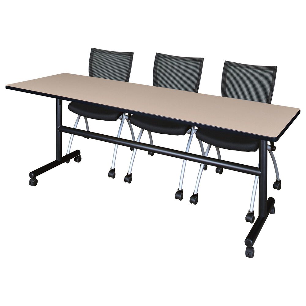Regency Global Sourcing Kobe 4-Piece Mobile Training Table Set in Beige/ Black, , large