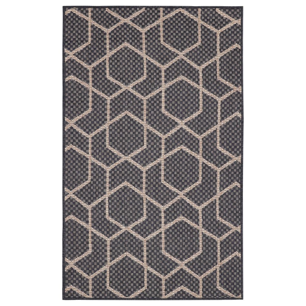Nourison Horizon HOZ01 Charcoal 3" x 5" Indoor/Outdoor Area Rug, , large