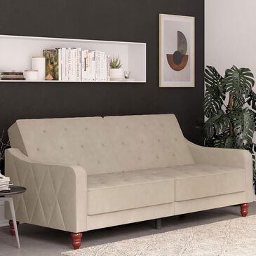 Dorel Asia Vintage Futon in Taupe Velvet, , large