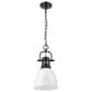 Golden Lighting Duncan 1-Light Small Pendant with Chain and White Shade in Matte Black, , large
