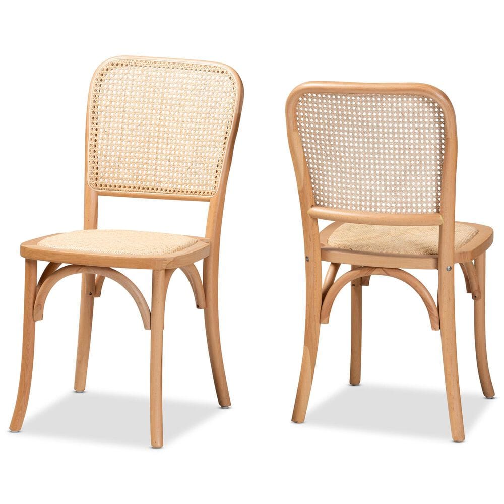 Baxton Studio Neah Dining Chair in Beige/Natural Brown (Set of 2), , large