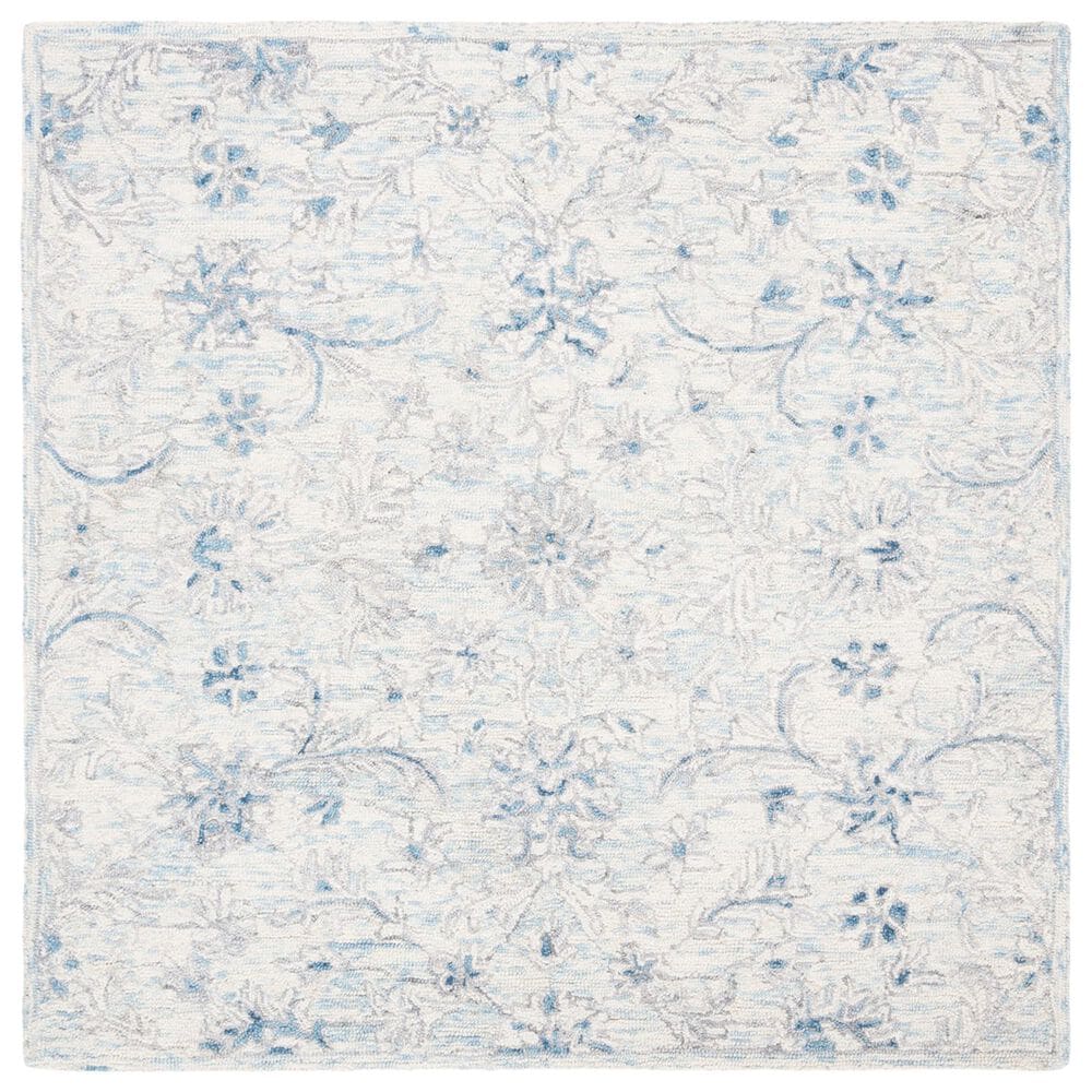 Safavieh Micro-Loop MLP506M 5" Square Light Blue and Ivory Area Rug, , large