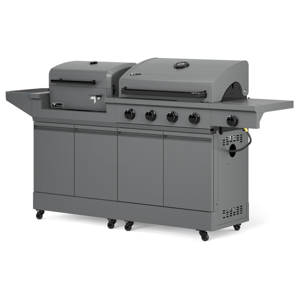 Tytus Anaheim and Emberwood 3-Piece Modular Duo with Charcoal Grill in Gunmetal Gray, , large