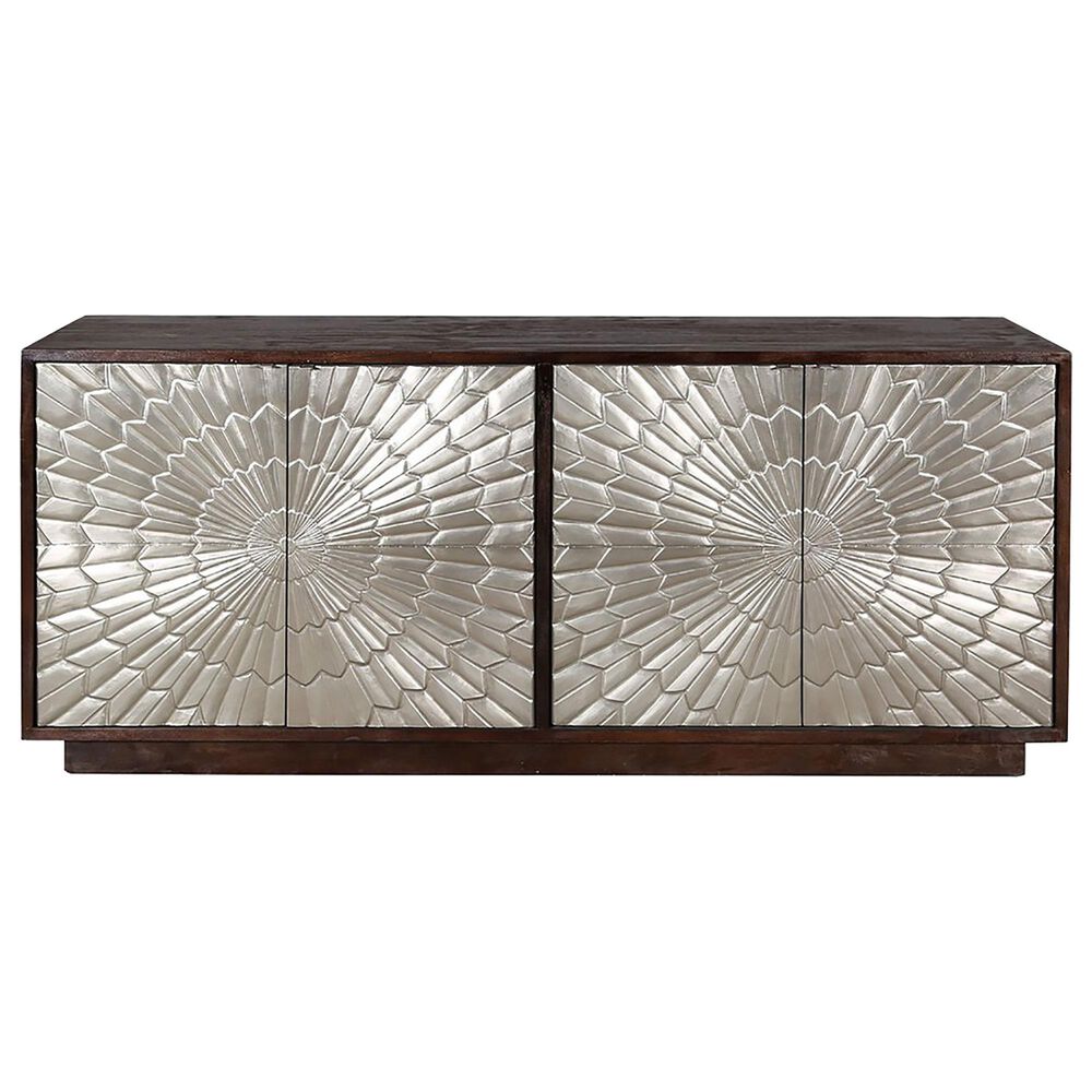 Simeon Collection Crossings Palace 78&quot; TV Console in Silver Clad and Antique Walnut, , large