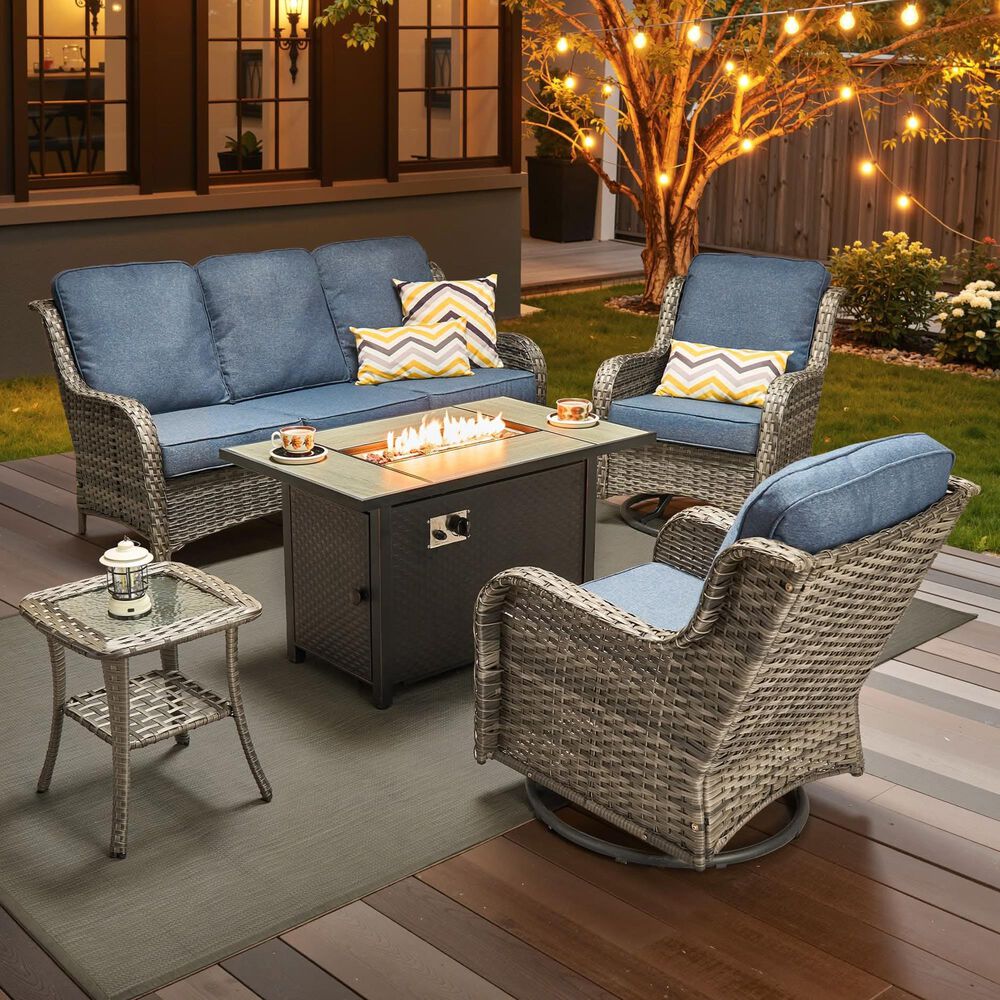HOMLUX 5-Piece Patio Set in Denim Blue, , large