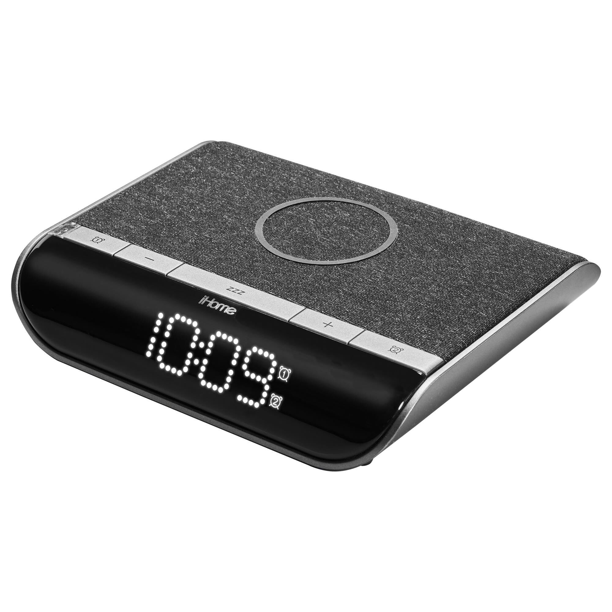 iHome 2-In-1 Wireless Charger Alarm Clock with Qi Wireless and USB 