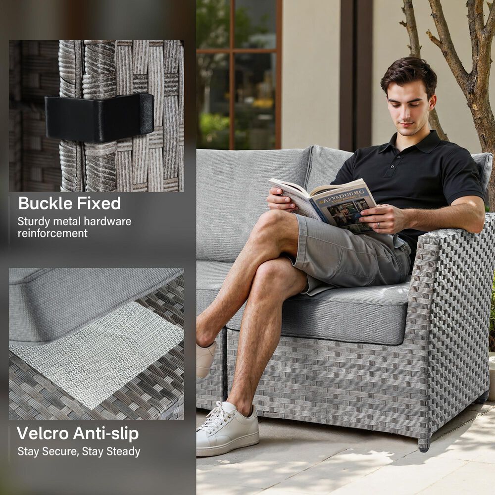 HOMLUX 12-Piece Patio Conversation Set in Dark Gray, , large