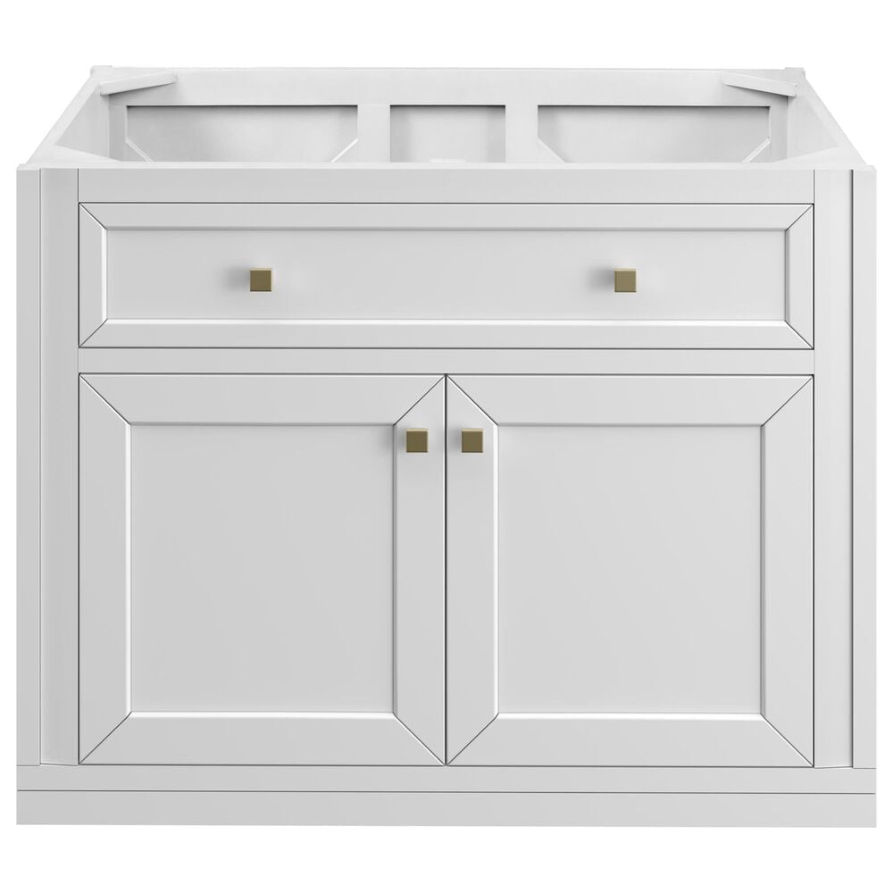 James Martin Vanities Chicago 36&quot; Single Bathroom Vanity in Glossy White with Single Hole 3 cm White Zeus Quartz Top and Rectangular Sink, , large