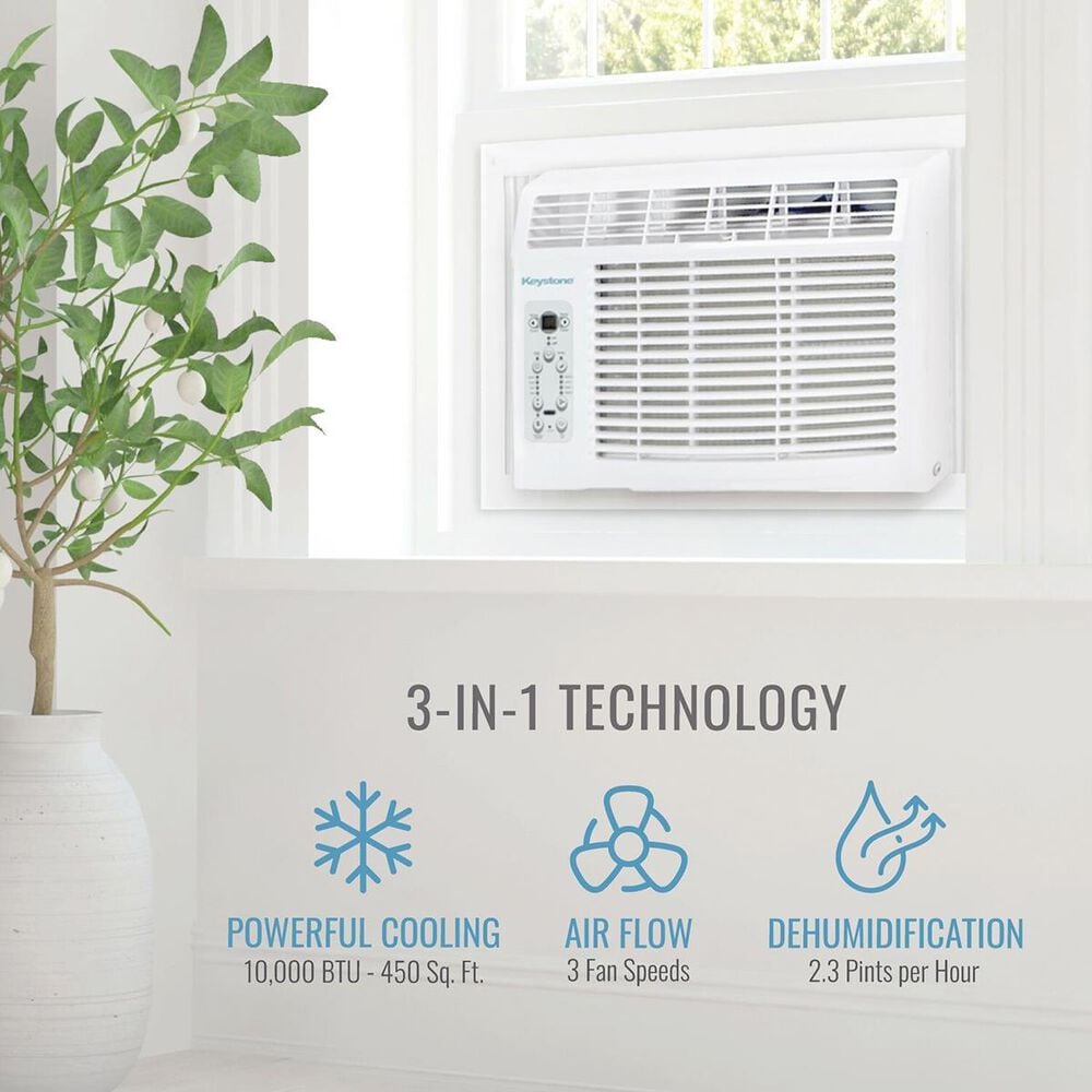 Keystone 10000 BTU Window-Mounted Air Conditioner with Follow Me LCD Remote Control in White, , large
