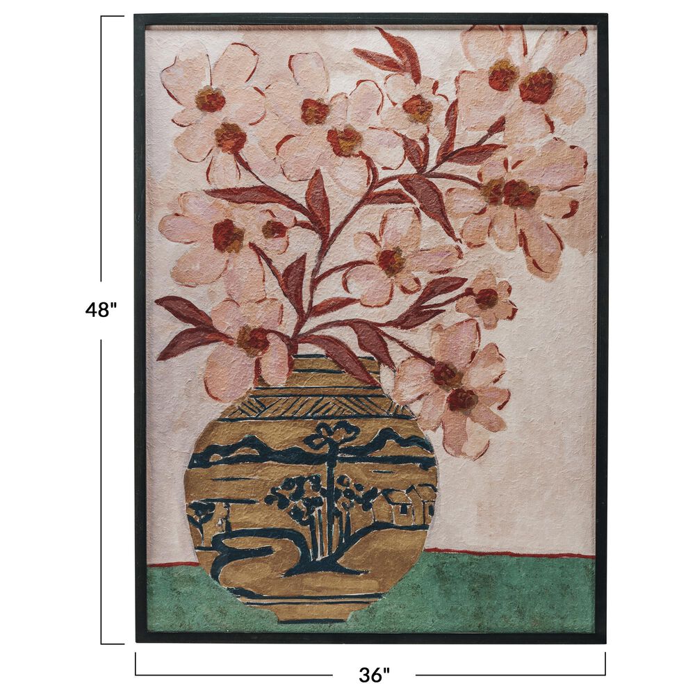 Creative Coop Sunset Villa 48" x 36" Flowers and Vase Wall Art in Multicolor, , large