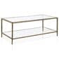 Furniture of America Lalia Coffee Table with Tempered Glass Top and Open Storage Shelf in Matte Gold, , large