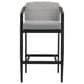 Armen Living Palma Patio Bar Stool with Dark Grey Cushion in Black, , large