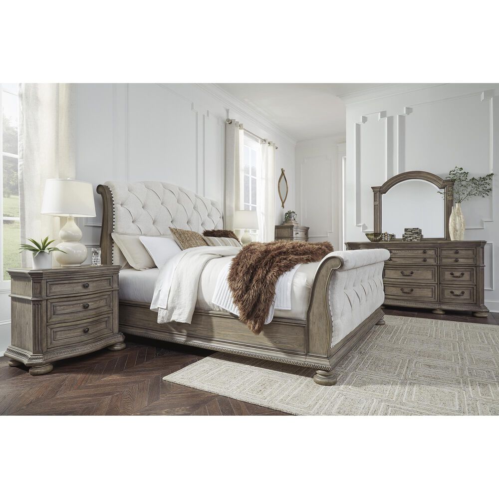 Ashley Ardenfield King Upholstered Sleigh Bed in Light Brown, , large