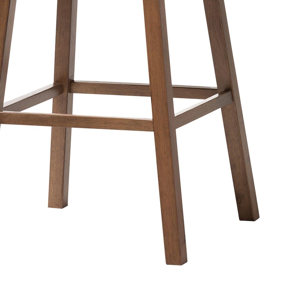Baxton Studio Gradisca Swivel Bar Stool with Grey Cushion in Dark Walnut (Set of 2), , large