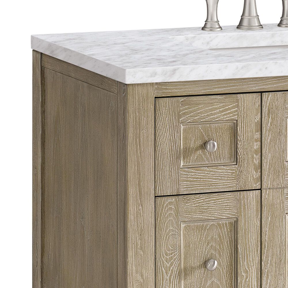 James Martin Vanities Breckenridge 72&quot; Double Vanity in Whitewashed Oak with 3 cm Carrara White Marble Top, , large