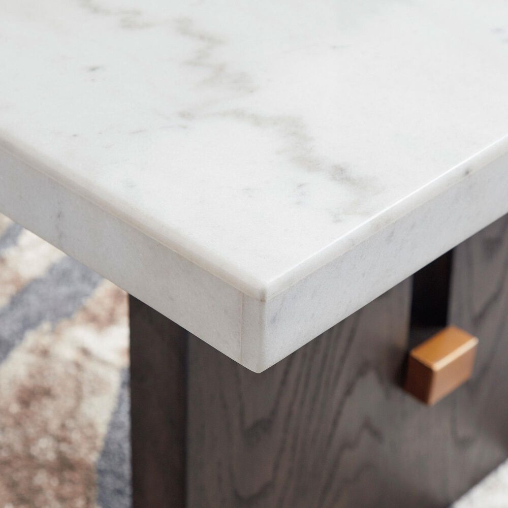 Ashley Burkhaus Coffee Table in White and Dark Brown, , large