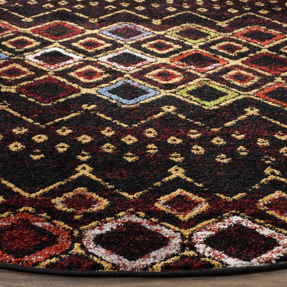 Safavieh Amsterdam AMS108P-5R 5&#39;1&quot; Round Black/Multi Area Rug, , large