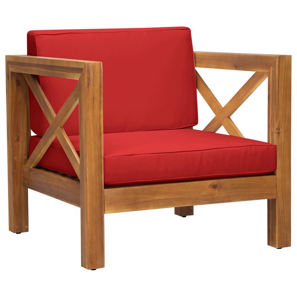 Hearth and Haven Brava Outdoor Club Chair with Cross-Back Design in Red, , large