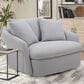 Simeon Collection Boomer Oversized Swivel Accent Chair in Dame Dove Grey, , large
