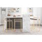 Lumisource Fuji Stackable Counter Stool with Grey Faux Leather Cushion in Gold (Set of 2), , large