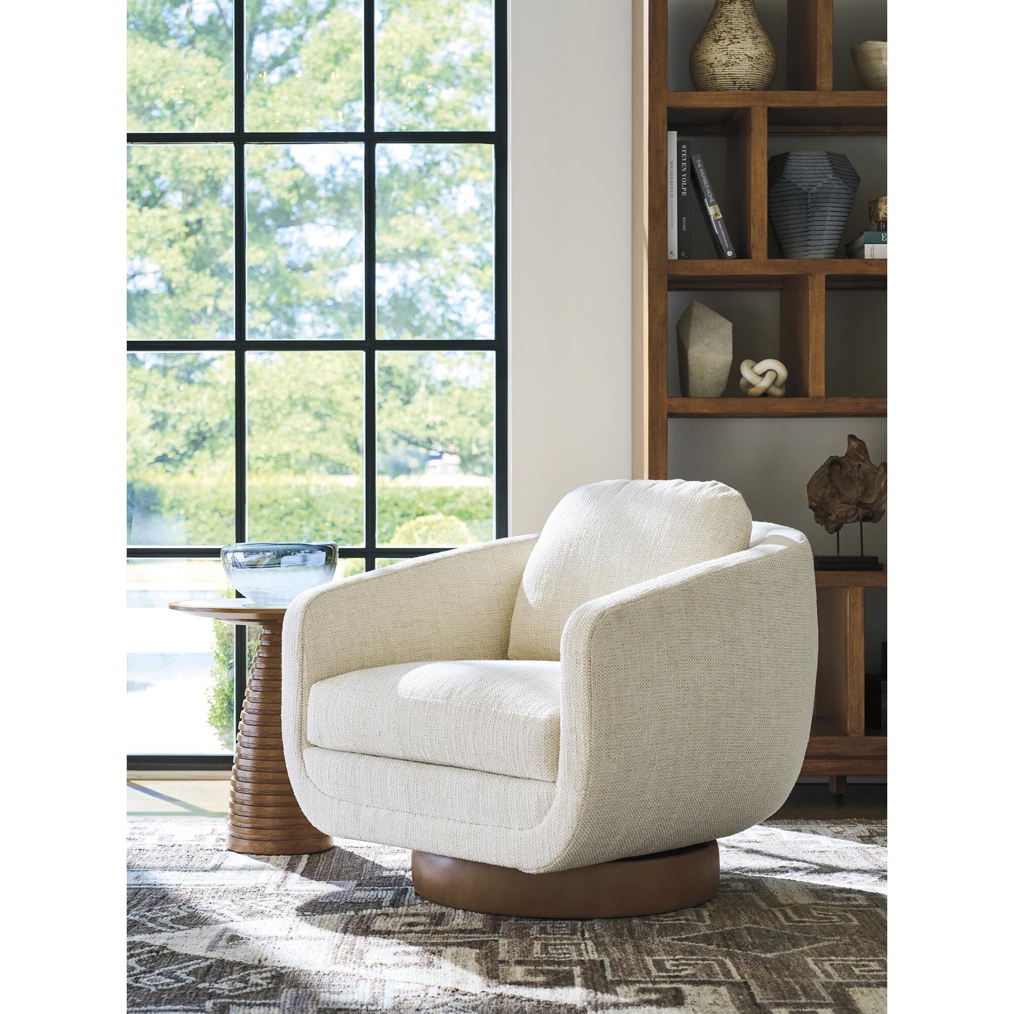 Lexington Home Brands La Costa Bluewater Swivel Chair in Bisque