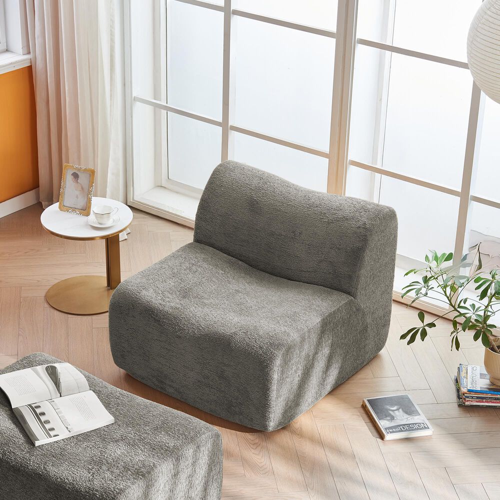Hearth and Haven Accent Chair and Ottoman in Gray, , large