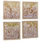 Maple and Jade 20" x 20" Eclectic Floral Wall Decor in White, Gold, Orange and Red (Set of 4), , large