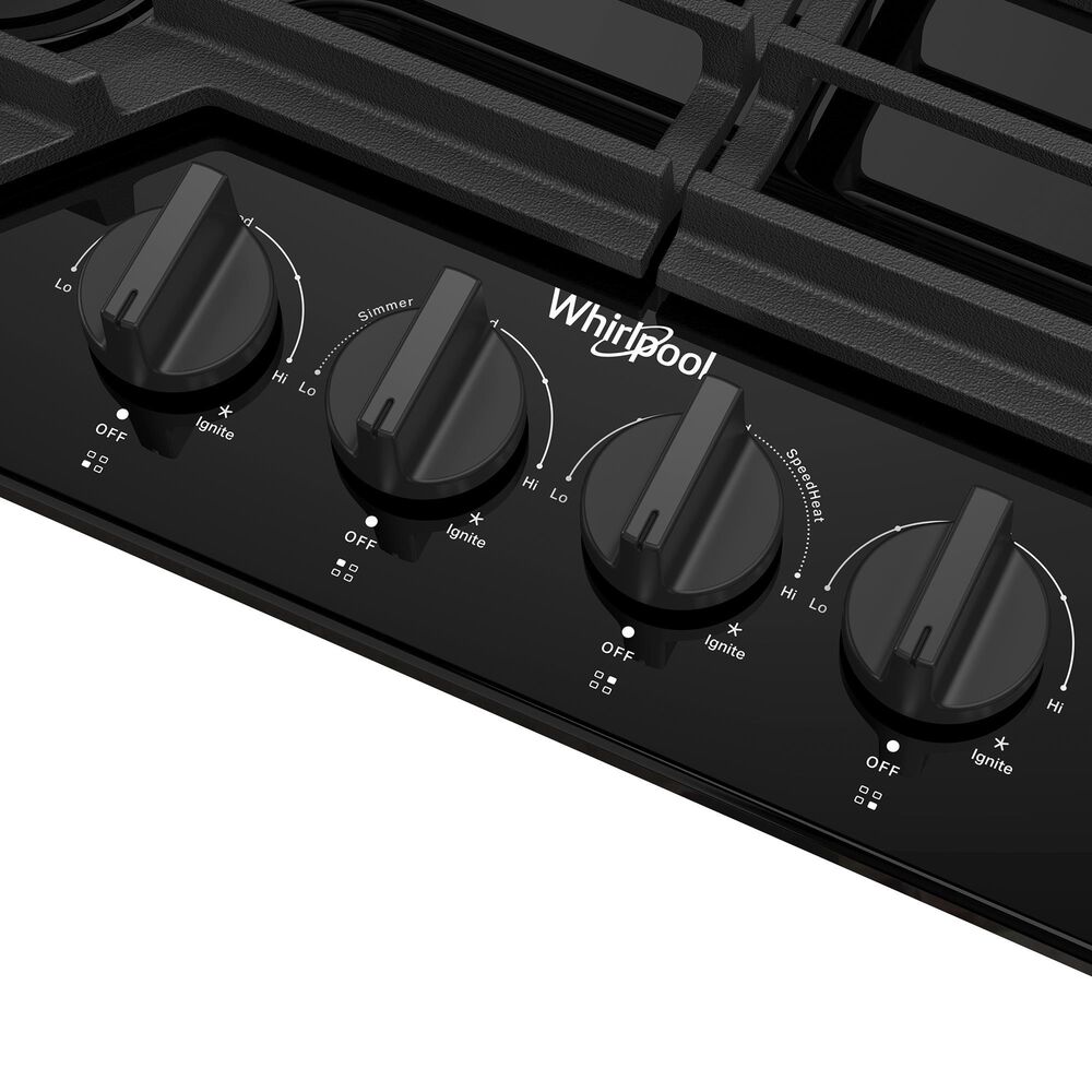 Whirlpool 30&quot; Gas Cooktop with 4 Burner in Black, , large