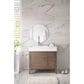 James Martin Vanities Linear 36" Single Bathroom Vanity in Whitewashed Walnut with 13 cm Glossy White Solid Surface Top and Rectangular Sink, , large