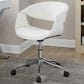 LumiSource Curvo Swivel Task Chair with White Faux Leather Cushion in Chrome, , large