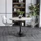 Leisuremod LeisureMod Verve Collection 36 Round Dining Table, Black Base with Laminated White Marbleized Top, , large