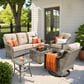 HOMLUX 5-Piece Outdoor Conversation Set with Solar Lighting Table in Beige, , large