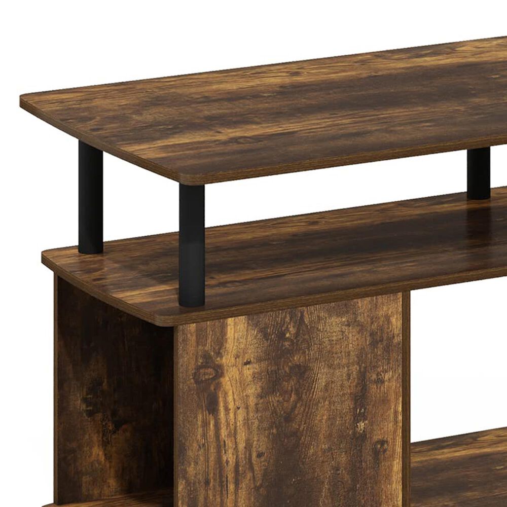 HOMLUX 47.2" Utility Design TV Stand with Open Storage Bookshelf in Amber Pine and Black, , large