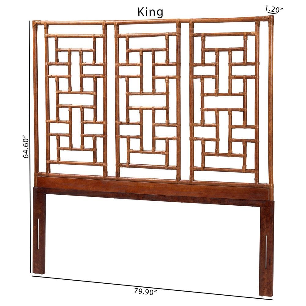 bali &amp; pari Jamuna King Headboard in Marbled Tortoise Brown and Mahogany Brown, , large