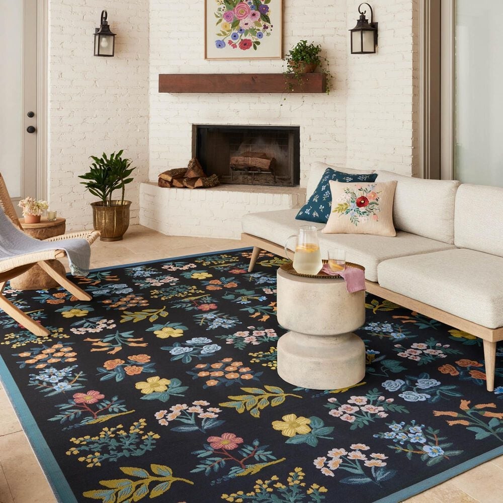 Rifle Paper Co. x Loloi Perennial Wildflower 2&#39;5&quot; x 3&#39;11&quot; Black Area Rug, , large