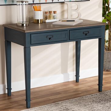 Baxton Studio Dauphine Writing Desk in Blue and Oak, , large
