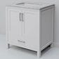 Lexora Home Jacques 30" Single Bathroom Vanity in White with 2 cm White Carrara Marble Top and Rectangular Sink, , large