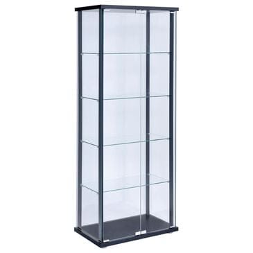 Pacific Landing 5-Shelf Glass Curio Cabinet in Black and Clear, , large