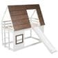 Hearth and Haven Twin over Twin House Bunk Bed with Roof in White and Brown, , large