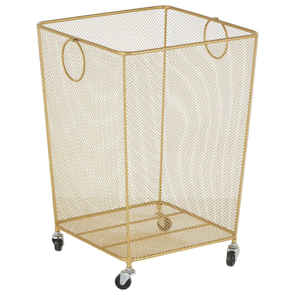Maple and Jade Laundry Storage Cart with Ring Handles in Matte Gold, , large