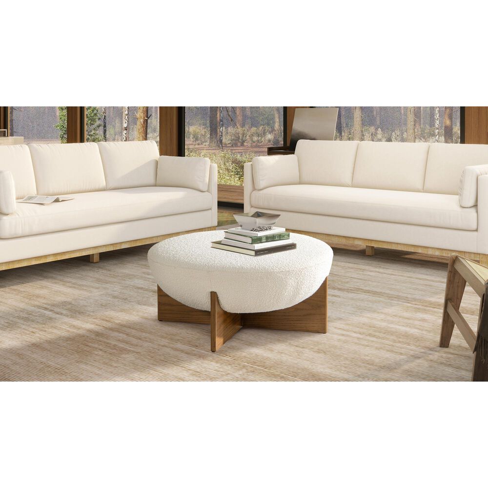 Jennifer Taylor Home Bali Upholstered Cocktail Ottoman in Ivory White, , large