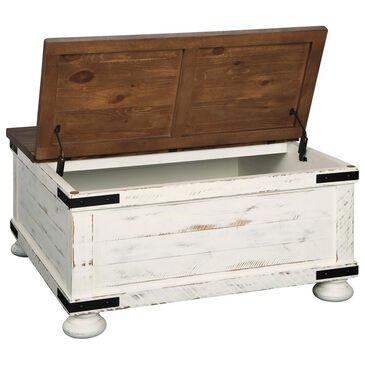 Ashley Wystfield Lift Top Cocktail Table in Vintage White and Warm Brown, , large