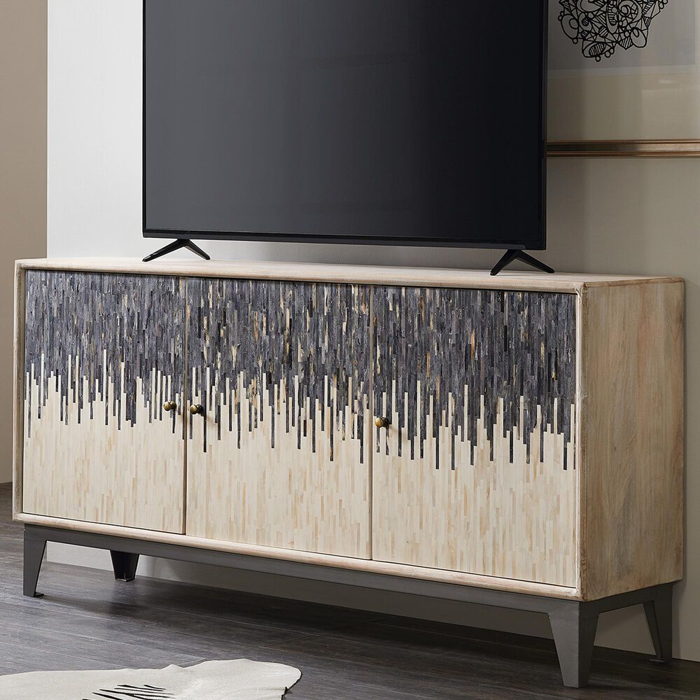 Hooker Furniture 3-Door TV Console in White and Grey, , large